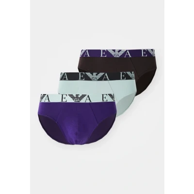Image of Emporio Armani Parte Bassa Brief 3 PACK Briefs, Men&#039;s, Size: XL, Choco/surf/grape