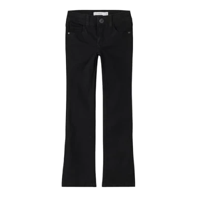 Image of Name it Nkfpolly Bootpant Bootcut jeans for kids, Size: 5y, Black denim