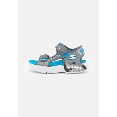 Image of Skechers Creature Splash Sandals for kids, Size: 10.5K, Charcoal/blue/gray Soft synthetic
