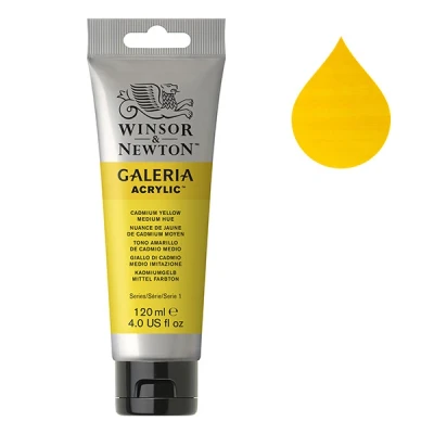 Image of Winsor &amp; Newton 120ml Galeria Acrylic Paint Cadmium Yellow Medium Hue