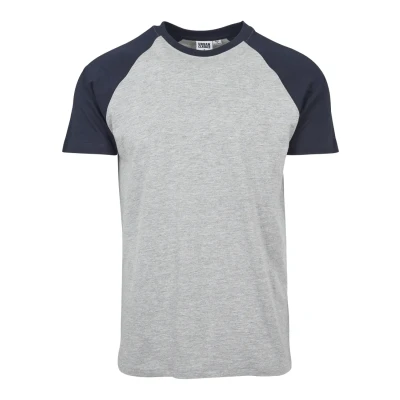 Image of Urban Classics Raglan Contrast Print Tshirt, Men&#039;s, Size: 3XL, Grey/navy