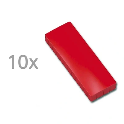 Image of MAUL MAULsolid Magnets, 54 x 19 mm (Pack of 10), Mini Magnets Made Plastic with High Adhesion, Strong for Whiteboard and Magnetic Board, Ideal Office, Home Office Workshop, Red