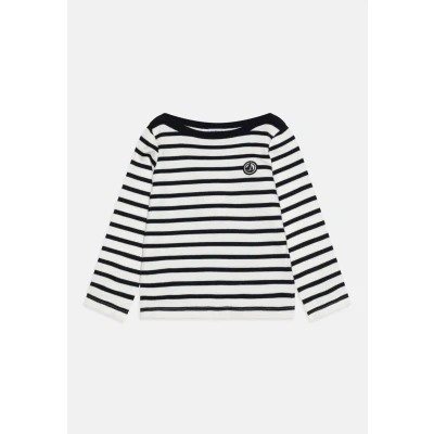 Image of Petit Bateau KIDS Mariniere Loreto Permanent Unisex Jumper for kids, Size: 3y, Marshmallow/smoking