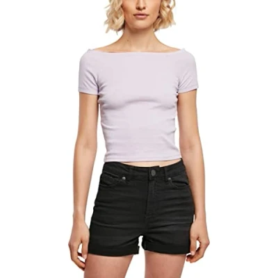 Image of Urban Classics OFF Shoulder Basic Tshirt, Women&#039;s, Size: Small, Lilac