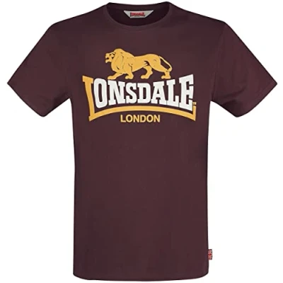 Image of Lonsdale Normale Passform Print Tshirt, Size: Medium, Oxblood