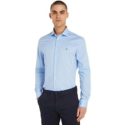 Image of Tommy Hilfiger CORE FLEX Poplin Formal shirt, Men&#039;s, Size: 14.5, Light blue