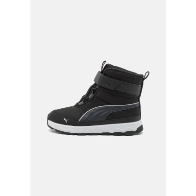 Image of Puma Evolve BOOT AC Unisex Hiking shoes for kids, Size: 10K, Black/strong gray/white Imitation leather/ textile