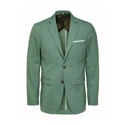 Image of SELECTED HOMME Men&#039;s Slhslim Oasis Linen BLZ Noos Suit Jacket, Light Green (Light Blend), 32