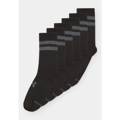 Image of Under Armour Essential CREW Unisex 6 PACK Sports socks, Size: 3 7.5, Black/castlerock