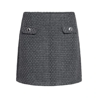 Image of PIECES Women&#039;s Pcnua Hw Short Boucle Skirt Pa Mini, Dark Grey Blend, S