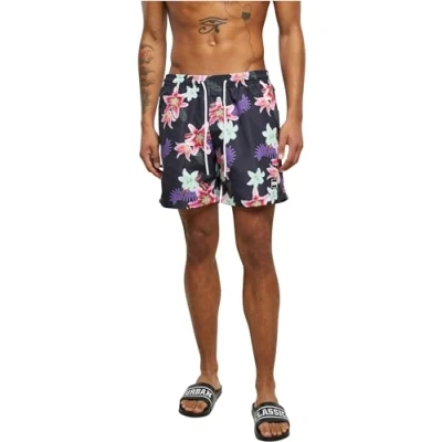Image of Urban Classics Pattern Swimming shorts, Men&#039;s, Size: Large, Dark jungle aop