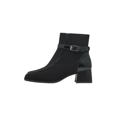 Image of Tamaris Touchit Cowboy/biker ankle boot, Women&#039;s, Size: 5, Black Leather/synthetics