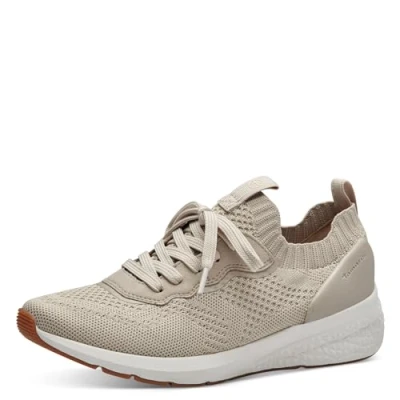 Image of Tamaris Women&#039;s 1 23714 42 Trainers Sneaker, Ivory Metallic, 3.5 UK