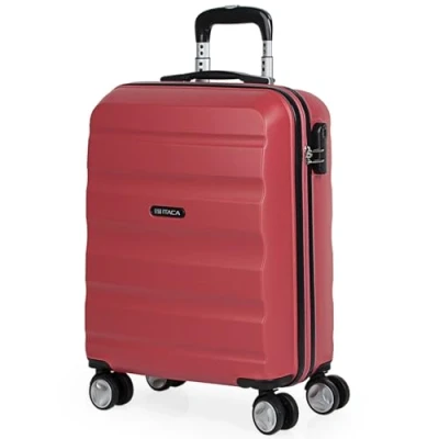 Image of ITACA set of 2 rigid travel suitcases 4 wheels trolley 55/67/77 cm abs. resistant and lightweight. luggage. small cabin approved medium., Coral