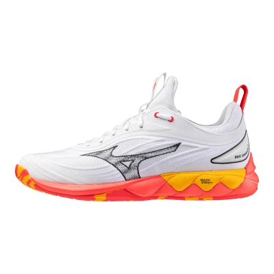 Image of Mizuno WAVE LUMINOUS 3 Football Shoes White/Fiery Coral 2/Citrus Women/Men Size 7