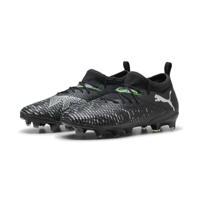 Image of Puma Unisex Kid&#039;s Future 8 Match Fg/Ag Jr Soccer Shoe, Black Silver Fluo Green, 2.5 UK