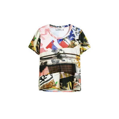 Image of Desigual Collage Print Tshirt multicoloured, Women&#039;s, Size: 14, Multi coloured