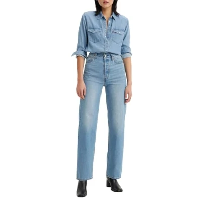 Image of Levi&#039;s Women&#039;s Premium Ribcage Straight Ankle Jeans, Light Indigo Worn in, 23W / 27L