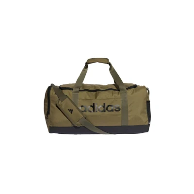 Image of adidas Unisex Essentials Linear Duffel Bag, Olive strata/Black, M