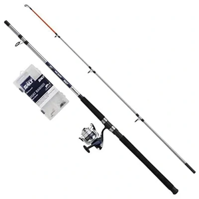 Image of Shakespeare SALT Boat Basher Combo Set, Fishing Rod and Reel Combo, Spinning Includes Hard Case Tackle Box, Lures End Tackle, Sea Fishing, Unisex, Blue &amp; White, 2.10m 100 300g