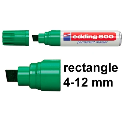 Image of edding 800 permanent marker green 5 pens chisel tip 4 12 mm for bold markings waterproof, quick drying, smear proof cardboard, plastic, wood, metal, glass and fabric