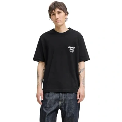 Image of Jack &amp; Jones Jornorrebro TYPO TEE CREW NECK Print Tshirt, Men&#039;s, Size: XS, Black