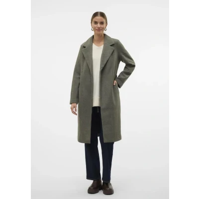 Image of VERO MODA Women&#039;s Vmfortuneaya Long Coat Ga Noos, Peat/detail: melange, S