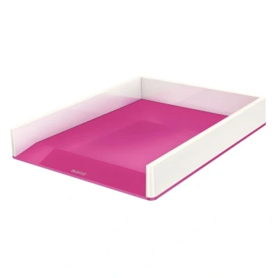 Image of Leitz TS 120551 Wow Duo Colour Letter Tray, 267mm x 49mm 336mm, Pink