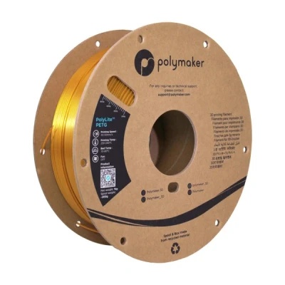 Image of Polymaker PETG Filament 1.75mm, 1kg Strong Gold Cardboard Spool PolyLite 1.75mm 3D Printer Filament, Print with Most Printers Using Filaments