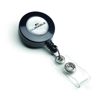 Image of Durable Badge Reel in Charcoal Pack of 10 Ideal for Securely Holding Name Badges, Security Passes, Key Fobes, etc.