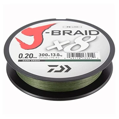 Image of Daiwa J Braid X8 0.20mm 13kg 300m d. green Braided fishing line