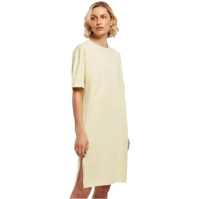 Image of Urban Classics SLIT TEE Jersey dress, Women&#039;s, Size: Small, Soft yellow