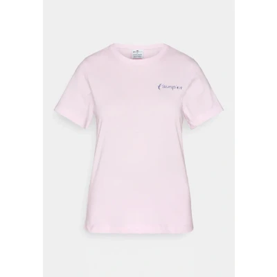 Image of Champion Graphic Crewneck Basic Tshirt, Women&#039;s, Size: Medium, Pink