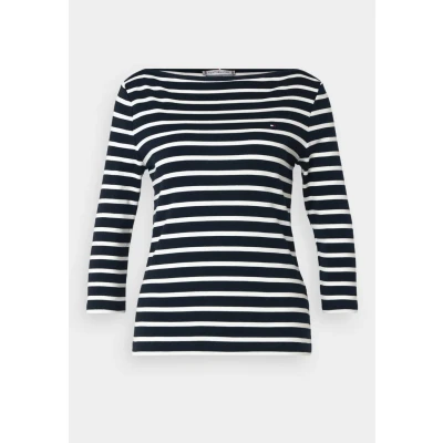 Image of Tommy Hilfiger NEW CODY SLIM BOAT 3/4 Long sleeved top, Women&#039;s, Size: XXS, Desert sky/ecru