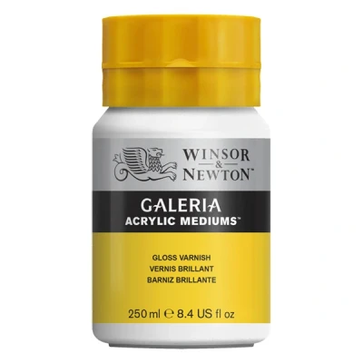 Image of Winsor &amp; Newton Galeria 3040801 Gloss Varnish, 255 ml Pot, Glossy Protective Layer on Acrylic Paintings