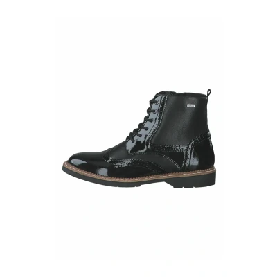 Image of s.Oliver Damen Schnürstiefel ohne Absatz mit Reißverschluss Elegant, Schwarz (Black Comb.), 38 EU