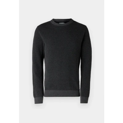 Image of JACK &amp; JONES Men&#039;s Jjeglobe Knit Crew Neck Noos Jumper, Dark Grey Blend, S