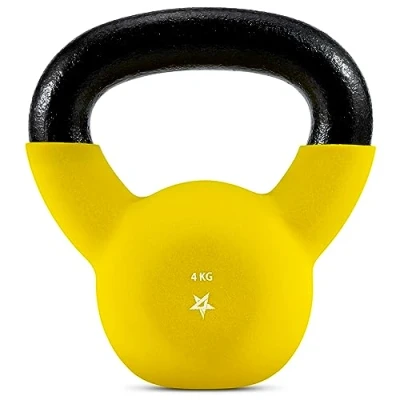 Image of Yes4All XSQQ Neoprene Coated Kettlebell Weights, Strength Training Kettlebells 4KG Yellow