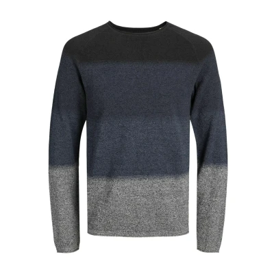 Image of JACK &amp; JONES Mens JJ Hill Crew Sn Jumper, Navy Blazer/Detail: Gradient, L