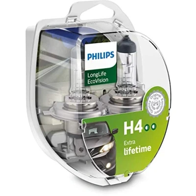 Image of Halogen bulb PHILIPS LONGLIFE ECOVISION 12V H4 60/55W X2