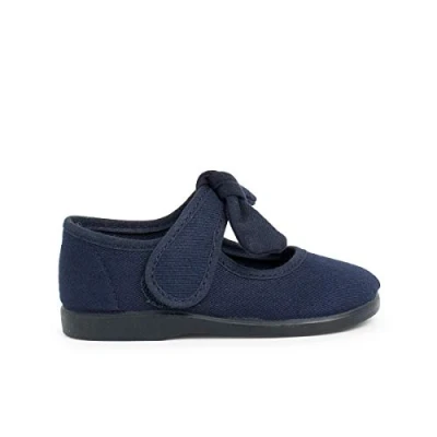 Image of Pisamonas Mercedita Ankle strap ballet pumps for kids, Size: 4.5K/5K, Azul marino Textile/synthetics