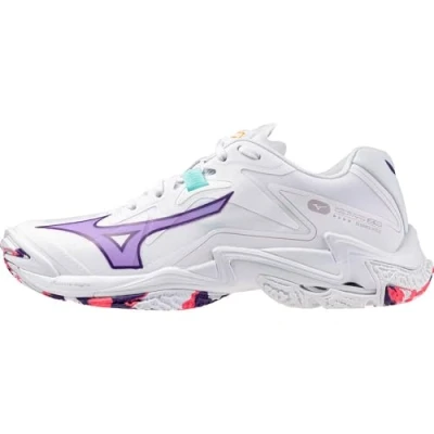 Image of Mizuno WAVE LIGHTNING Z8 Volleyball Shoes White/VioletIndigo/CamelliaRos Women Size 9