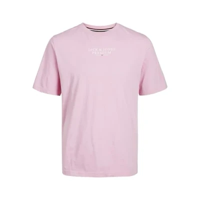 Image of Jack &amp; Jones Premium Jprbluarchie SS CREW NECK NOOS Print Tshirt, Men&#039;s, Size: Small, Pink nectar