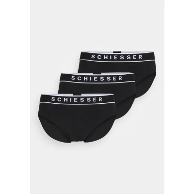 Image of Schiesser 3PACK Slips Organic Cotton 95/5 Briefs, Men&#039;s, Size: Medium, Schwarz
