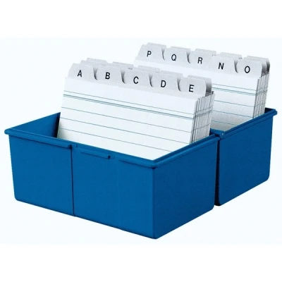 Image of HAN Index Card Box DIN A7 Landscape for 300 Cards with Steel Hinge, Blue, 977 14