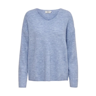 Image of ONLY Camilla Vneck L/S NOOS Jumper, Women&#039;s, Size: Small, Light blue