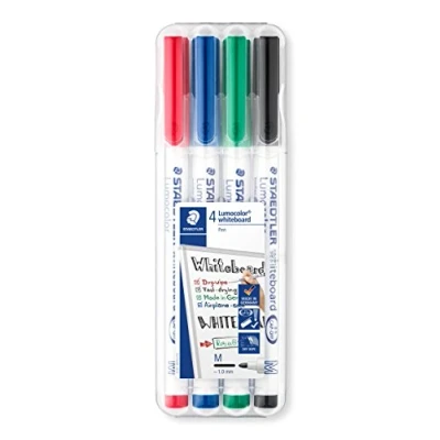 Image of STAEDTLER 301 WP4 Lumocolor Whiteboard Marker Pen Assorted Colours (Pack of 4)