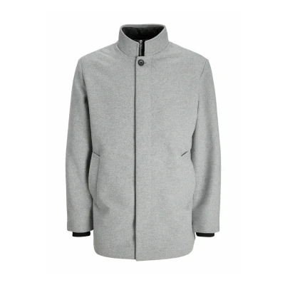 Image of JACK &amp; JONES Men&#039;s Jjeharrison Wool Jacket Sn Jacket, Light Grey Mix, S