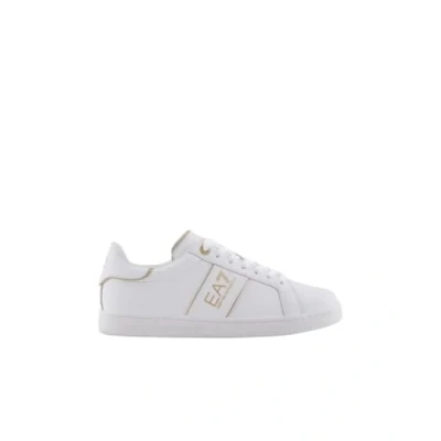 Image of EA7 Emporio Armani Classic Unisex Trainers Full white/gold, Size: 10.5, white/gold Leather