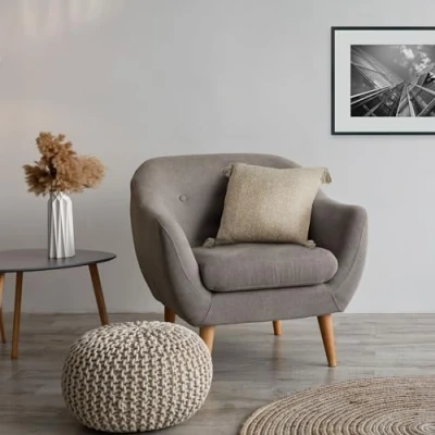 Image of Emma Barclay Herringbone Recycled Cotton Cushion Cover (Natural Cream)